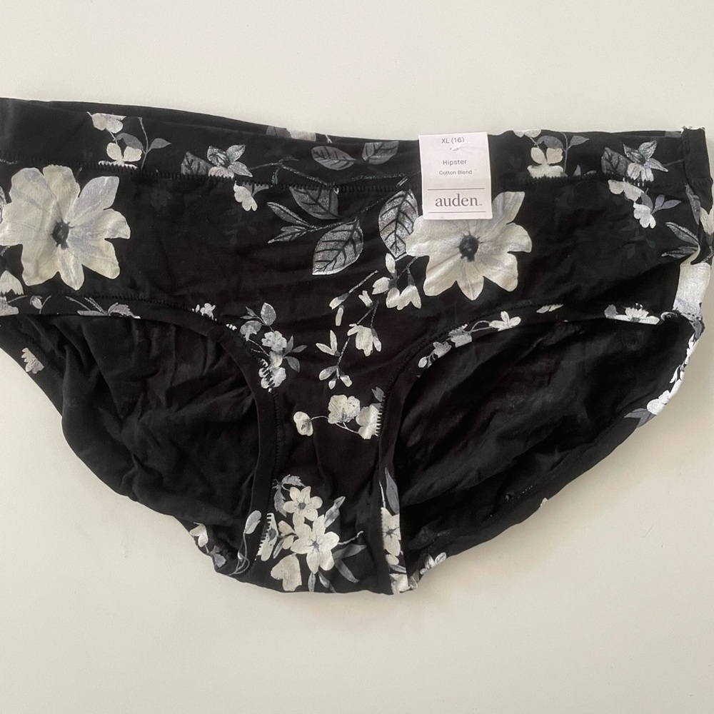 Auden Black and White Floral Hipster Panties